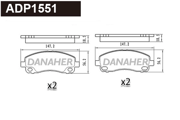 ADP1551 DANAHER Комплект тормозных колодок, дисковый тормоз (фото 1)
