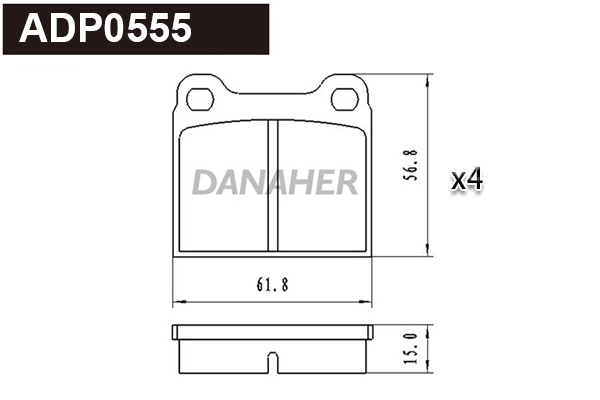 ADP0555 DANAHER Комплект тормозных колодок, дисковый тормоз (фото 1)