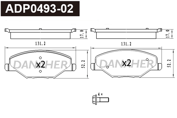 ADP0493-02 DANAHER Комплект тормозных колодок, дисковый тормоз (фото 1)