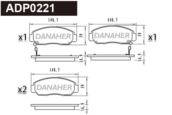 ADP0221 DANAHER Комплект тормозных колодок, дисковый тормоз (фото 1)