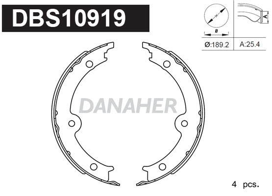 DBS10919 DANAHER Комплект тормозных колодок, стояночная тормозная система (фото 1)