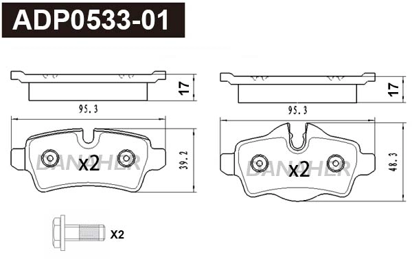 ADP0533-01 DANAHER Комплект тормозных колодок, дисковый тормоз (фото 1)