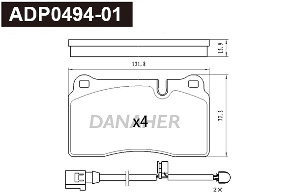 ADP0494-01 DANAHER Комплект тормозных колодок, дисковый тормоз (фото 1)
