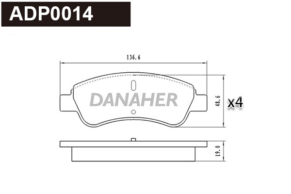 ADP0014 DANAHER Комплект тормозных колодок, дисковый тормоз (фото 1)