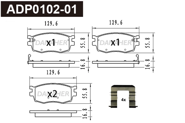 ADP0102-01 DANAHER Комплект тормозных колодок, дисковый тормоз (фото 1)