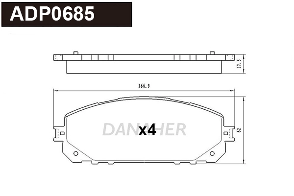 ADP0685 DANAHER Комплект тормозных колодок, дисковый тормоз (фото 1)