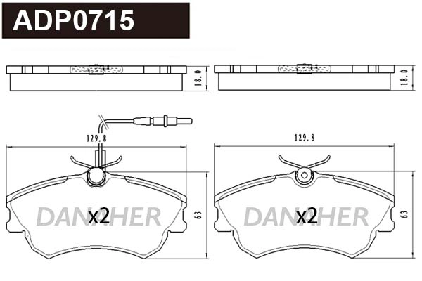 ADP0715 DANAHER Комплект тормозных колодок, дисковый тормоз (фото 1)