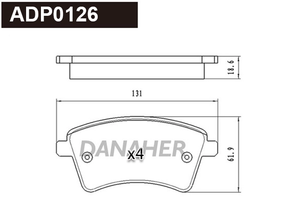 ADP0126 DANAHER Комплект тормозных колодок, дисковый тормоз (фото 1)