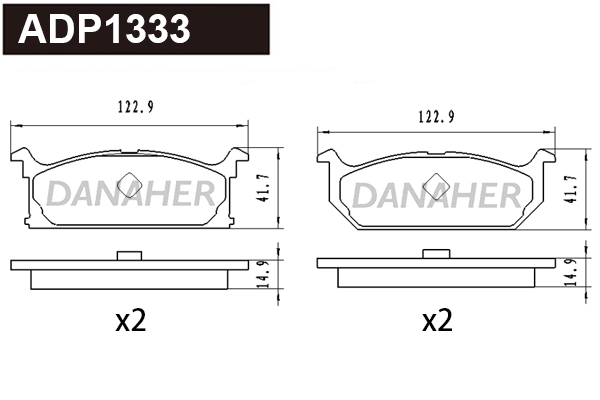 ADP1333 DANAHER Комплект тормозных колодок, дисковый тормоз (фото 1)