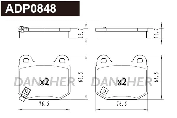 ADP0848 DANAHER Комплект тормозных колодок, дисковый тормоз (фото 1)