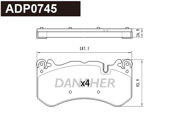 ADP0745 DANAHER Комплект тормозных колодок, дисковый тормоз (фото 1)