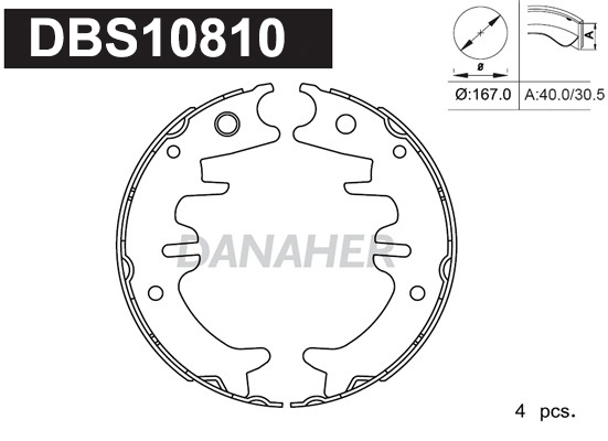 DBS10810 DANAHER Комплект тормозных колодок, стояночная тормозная система (фото 1)