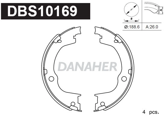 DBS10169 DANAHER Комплект тормозных колодок, стояночная тормозная система (фото 1)