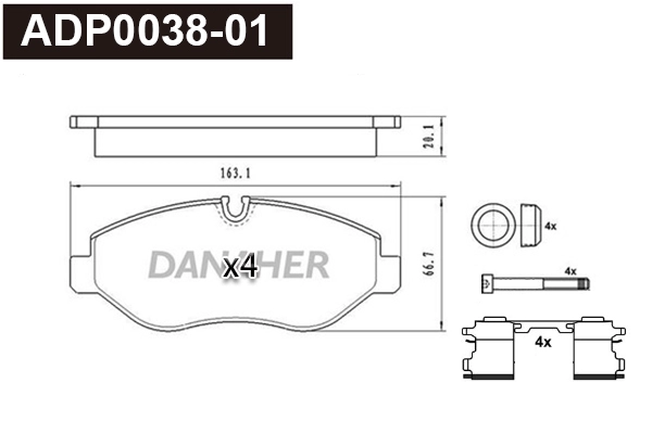 ADP0038-01 DANAHER Комплект тормозных колодок, дисковый тормоз (фото 1)