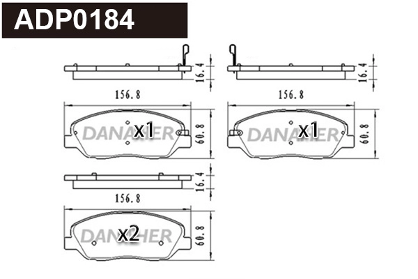 ADP0184 DANAHER Комплект тормозных колодок, дисковый тормоз (фото 1)