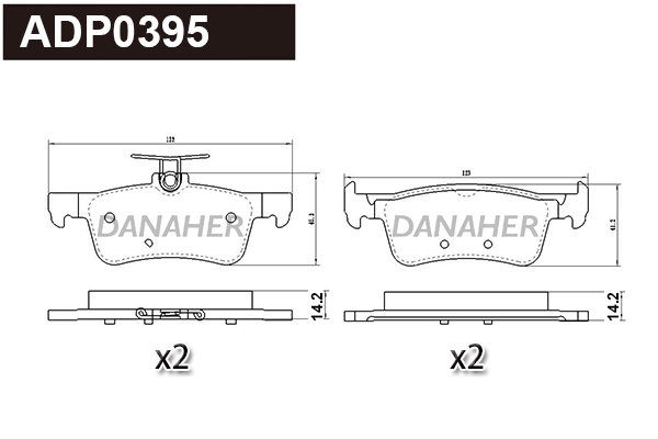 ADP0395 DANAHER Комплект тормозных колодок, дисковый тормоз (фото 1)