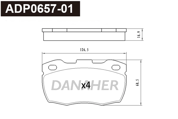 ADP0657-01 DANAHER Комплект тормозных колодок, дисковый тормоз (фото 1)