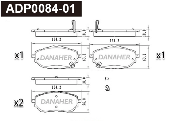 ADP0084-01 DANAHER Комплект тормозных колодок, дисковый тормоз (фото 1)
