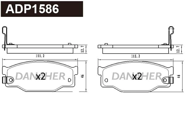 ADP1586 DANAHER Комплект тормозных колодок, дисковый тормоз (фото 1)