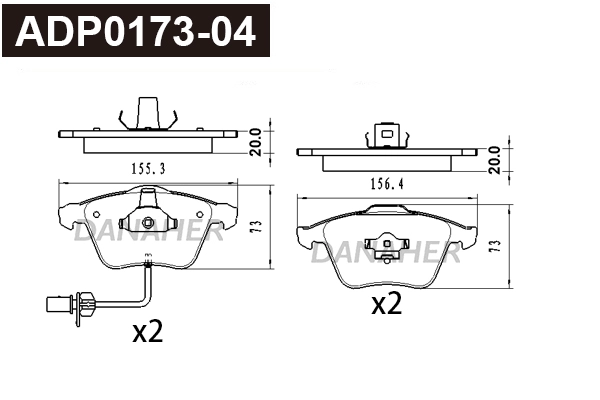 ADP0173-04 DANAHER Комплект тормозных колодок, дисковый тормоз (фото 1)
