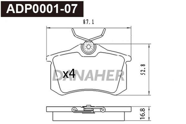 ADP0001-07 DANAHER Комплект тормозных колодок, дисковый тормоз (фото 1)