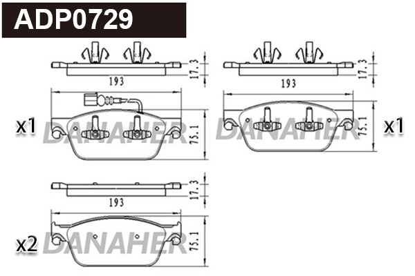 ADP0729 DANAHER Комплект тормозных колодок, дисковый тормоз (фото 1)