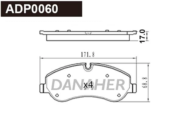 ADP0060 DANAHER Комплект тормозных колодок, дисковый тормоз (фото 1)