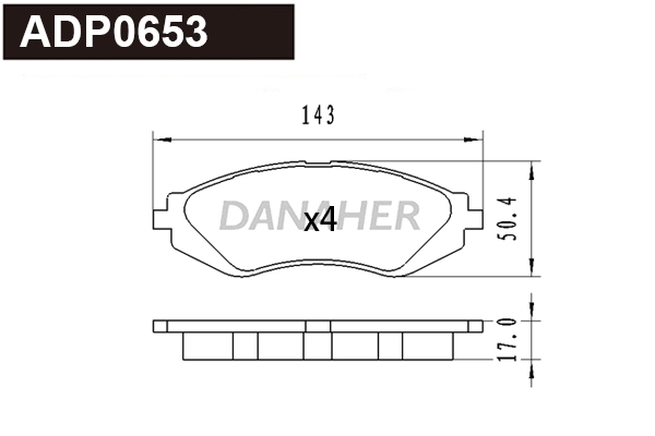 ADP0653 DANAHER Комплект тормозных колодок, дисковый тормоз (фото 1)