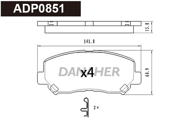 ADP0851 DANAHER Комплект тормозных колодок, дисковый тормоз (фото 1)