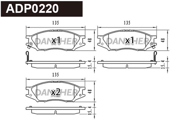 ADP0220 DANAHER Комплект тормозных колодок, дисковый тормоз (фото 1)