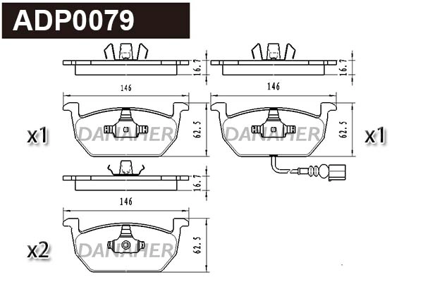 ADP0079 DANAHER Комплект тормозных колодок, дисковый тормоз (фото 1)