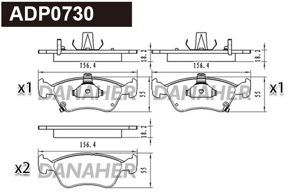 ADP0730 DANAHER Комплект тормозных колодок, дисковый тормоз (фото 1)