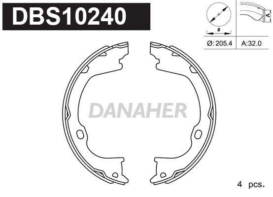 DBS10240 DANAHER Комплект тормозных колодок, стояночная тормозная система (фото 1)