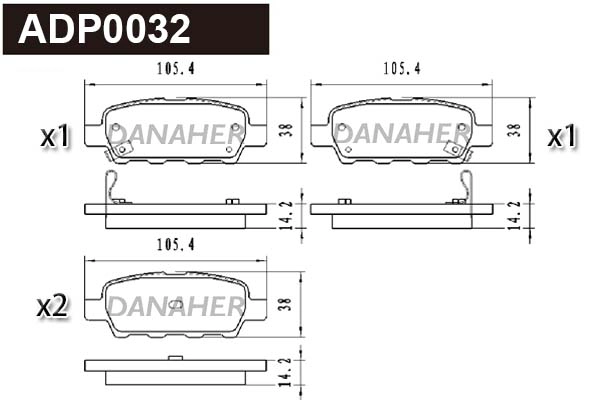 ADP0032 DANAHER Комплект тормозных колодок, дисковый тормоз (фото 1)