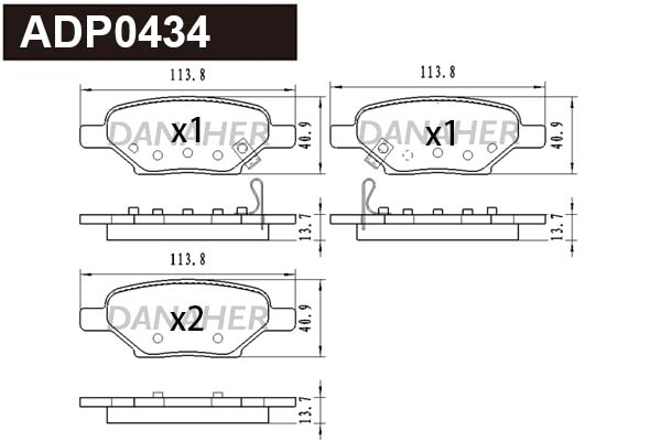 ADP0434 DANAHER Комплект тормозных колодок, дисковый тормоз (фото 1)