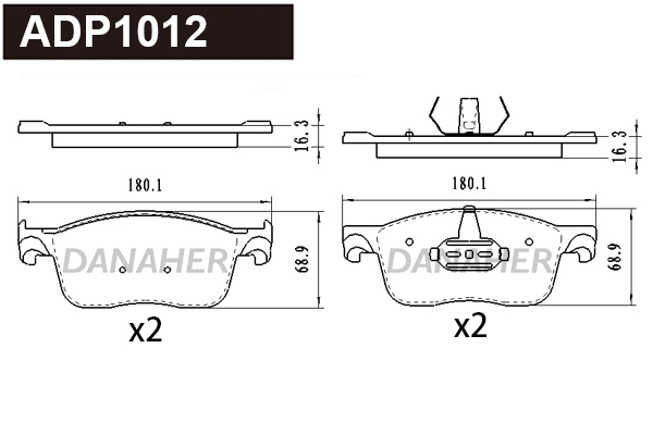 ADP1012 DANAHER Комплект тормозных колодок, дисковый тормоз (фото 1)