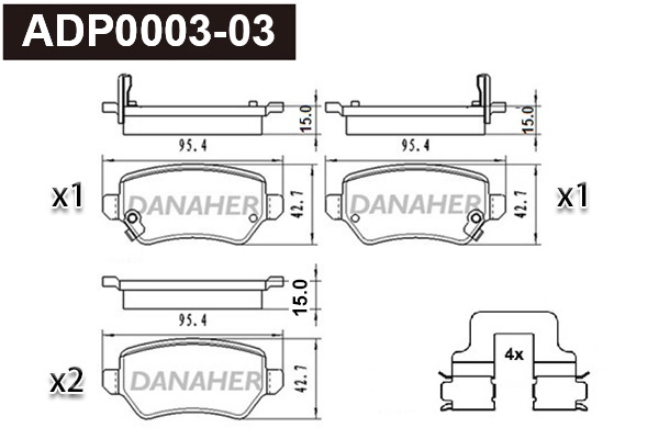 ADP0003-03 DANAHER Комплект тормозных колодок, дисковый тормоз (фото 1)