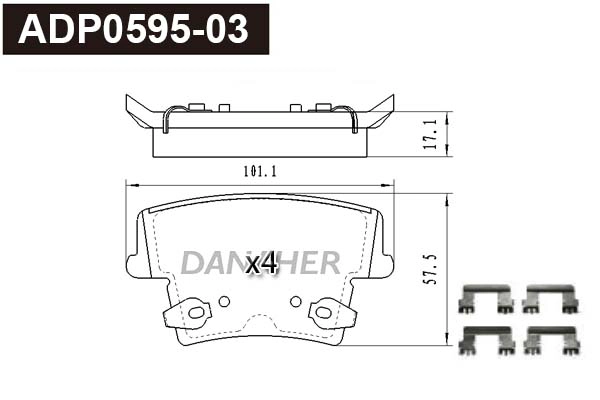ADP0595-03 DANAHER Комплект тормозных колодок, дисковый тормоз (фото 1)