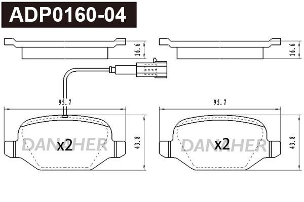 ADP0160-04 DANAHER Комплект тормозных колодок, дисковый тормоз (фото 1)