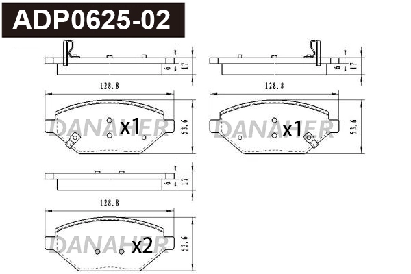 ADP0625-02 DANAHER Комплект тормозных колодок, дисковый тормоз (фото 1)