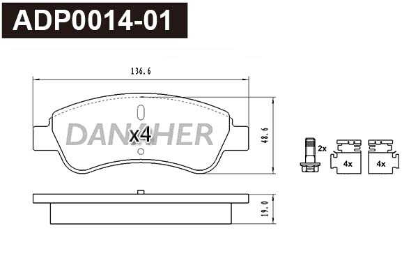 ADP0014-01 DANAHER Комплект тормозных колодок, дисковый тормоз (фото 1)