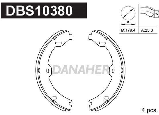 DBS10380 DANAHER Комплект тормозных колодок, стояночная тормозная система (фото 1)