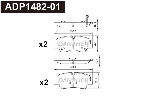 ADP1482-01 DANAHER Комплект тормозных колодок, дисковый тормоз (фото 1)