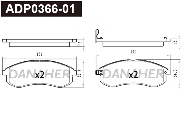 ADP0366-01 DANAHER Комплект тормозных колодок, дисковый тормоз (фото 1)
