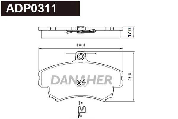 ADP0311 DANAHER Комплект тормозных колодок, дисковый тормоз (фото 1)