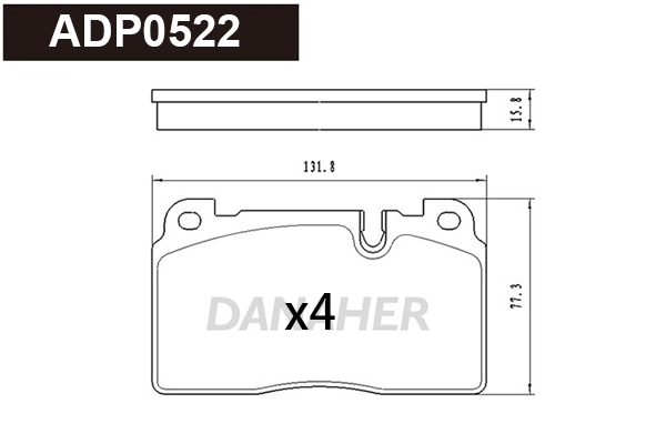 ADP0522 DANAHER Комплект тормозных колодок, дисковый тормоз (фото 1)