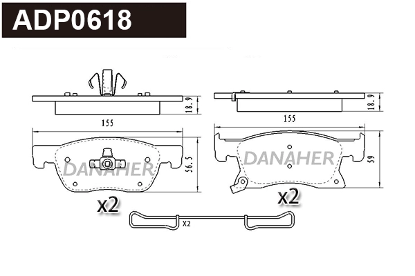 ADP0618 DANAHER Комплект тормозных колодок, дисковый тормоз (фото 1)