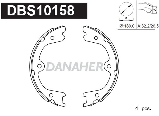DBS10158 DANAHER Комплект тормозных колодок, стояночная тормозная система (фото 1)