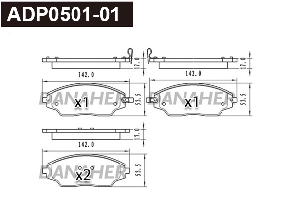 ADP0501-01 DANAHER Комплект тормозных колодок, дисковый тормоз (фото 1)