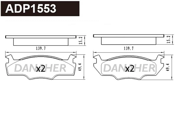 ADP1553 DANAHER Комплект тормозных колодок, дисковый тормоз (фото 1)